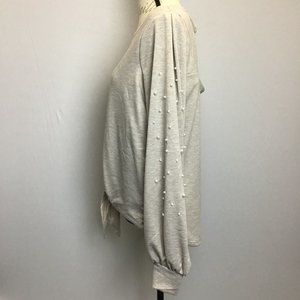 Skonhet- Pearl Embellished  Long Sleeve Top (Size: L)
